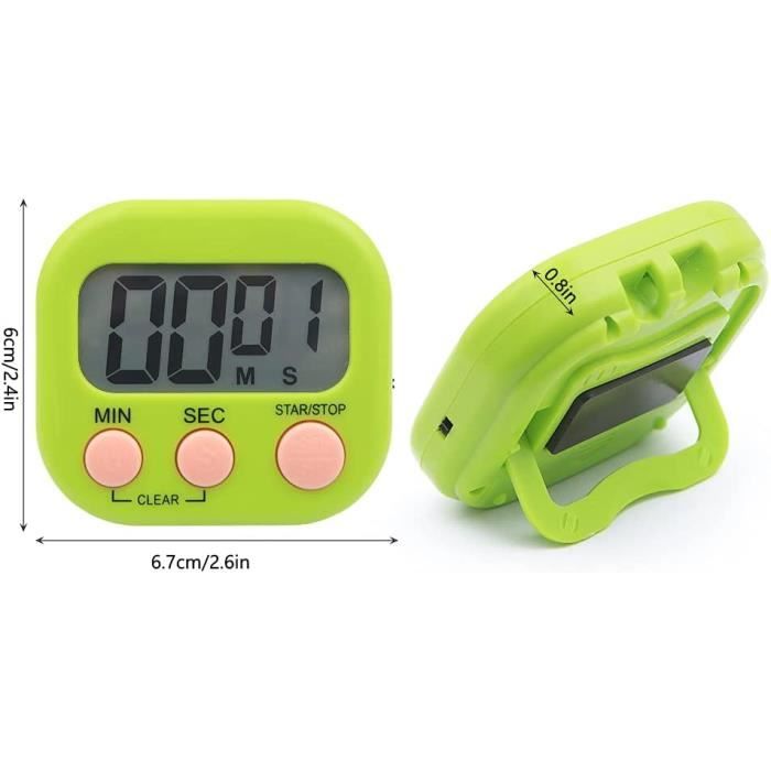 4 Paquets Alarme Forte Minuteur De Cuisine, Magnetique Time Timer avec  Grand Écran LCD, Timer Enfant pour Étude, Exercer, Cuisso