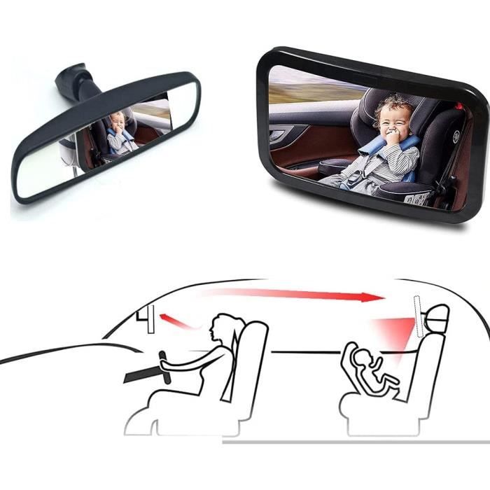 Miroir de voiture Bébé réglable - Miroir de siège arrière Bébé -  Rétroviseur XL 