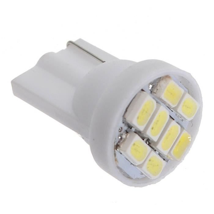 YM E-Bright T10 LED Ampoules Glace bleue, 12V Pas De Polarité 194 168 2825  w5w Ampoule Led pour Lampes de Lecture de Voiture, Feux de Plaque  D'immatriculation, Plafonniers, Feux Latéraux （10pcs） 