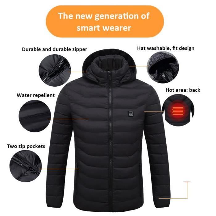Veste Chauffante électrique Pour Homme - 8 Zones - 3 Températures Réglables - Pour Ski, Rando, Pêche