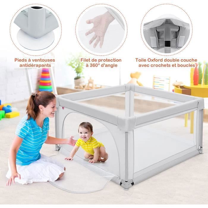 GOPLUS Parc Bébé 206x147x68,5cm Avec 50 Boules Océaniques - Porte Zippée, Maille Respirante, Sac Portable (Vert)