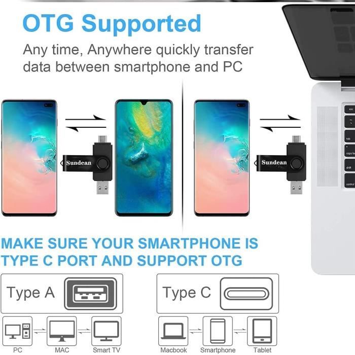 Clé USB 3.0 haute vitesse USB OTG pour PC/tablette/Mac/Micro port