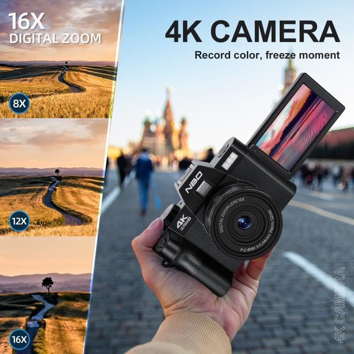 Appareil Photo Numérique 4K 48MP avec Grand Écran 3'' Zoom 16x Caméra de  Vlogging à Mise au Point Automatique - Cdiscount Appareil Photo
