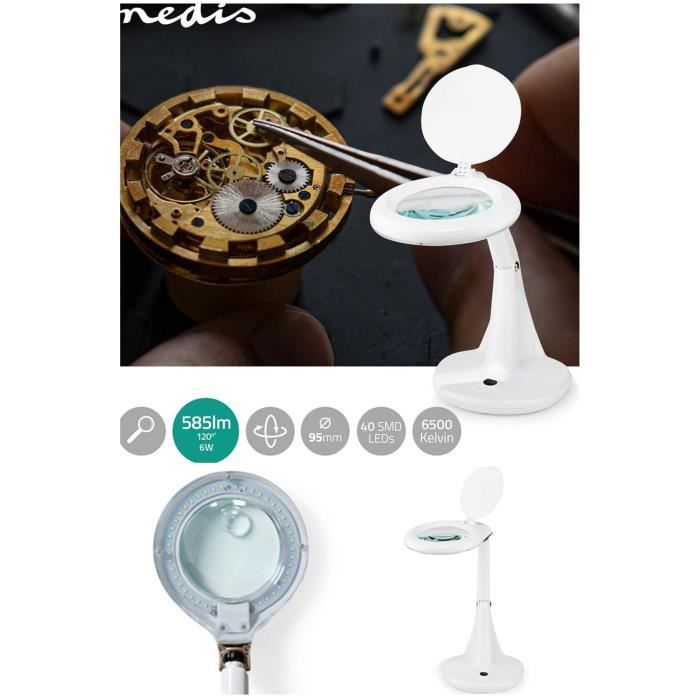 Lampe-loupe à LED, 3 dioptries avec étau de table, EXPAND