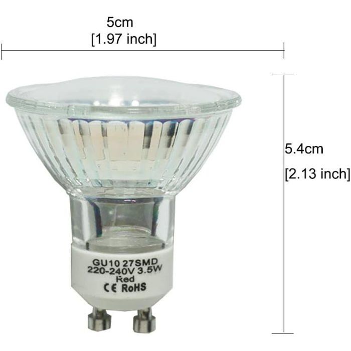 Ampoule GU10 Verte 50W 240V - Compatible Variateur, Verre Teinté, 3000h De Vie