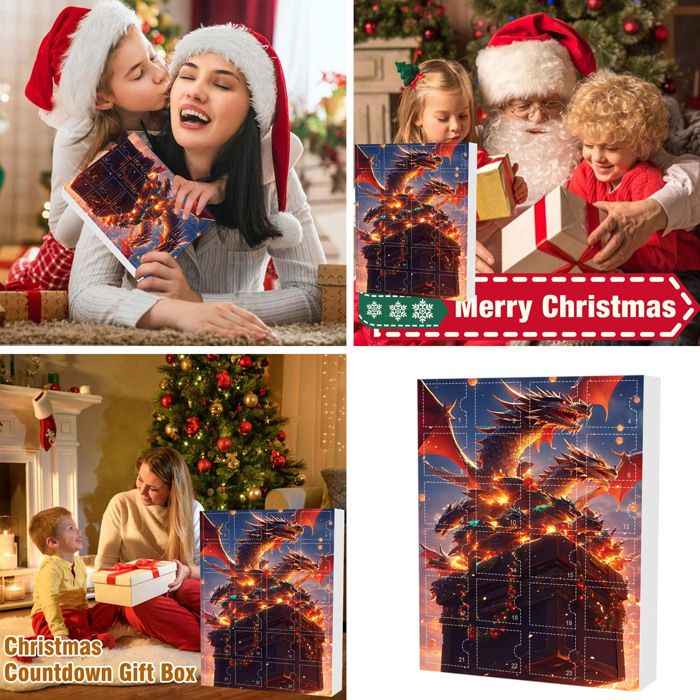Calendrier De L'Avent Du Dragon En Acrylique - 24 Cases Avec Dinosaures En Relief, Décoration De Noël Pour Enfants Et Ados - Format 26x18 Cm - 7