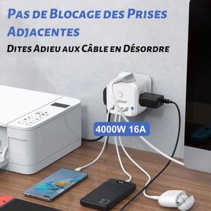 Adaptateur Multiprise 4 Prises 16A – Bloc Distributeur Sans Marque – Neuf