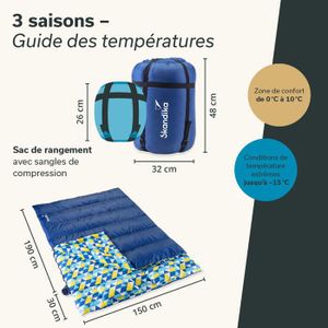 TOMSHOO Sac de Couchage 2 Places 86" * 60" Duvet Double Détachable avec