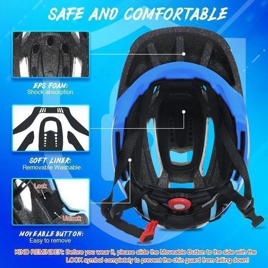 Casque Intégral Enfant ONTYZZ - Léger 450g, Mentonnière Détachable, Visière Réglable - Pour Vélo, Skate, Trottinette