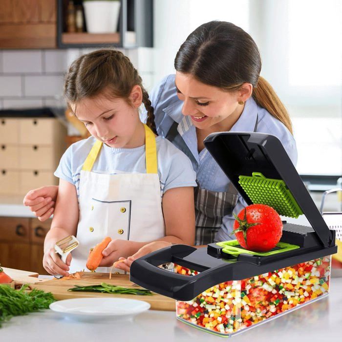 Mandoline Cuisine 15 En 1 IPalamila - Coupe Légumes Manuel Avec 7 Lames - Gris