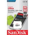 Carte mémoire flash MicroSDXC Ultra Android - SANDISK - 64GB - UHS-I / Class10 - Jusqu'à 80 Mo/s-0