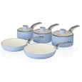 Swan Série de 5 casseroles rétro, Aluminium, Bleu, 29.5x47x18 cm SWPS5020BLN-0