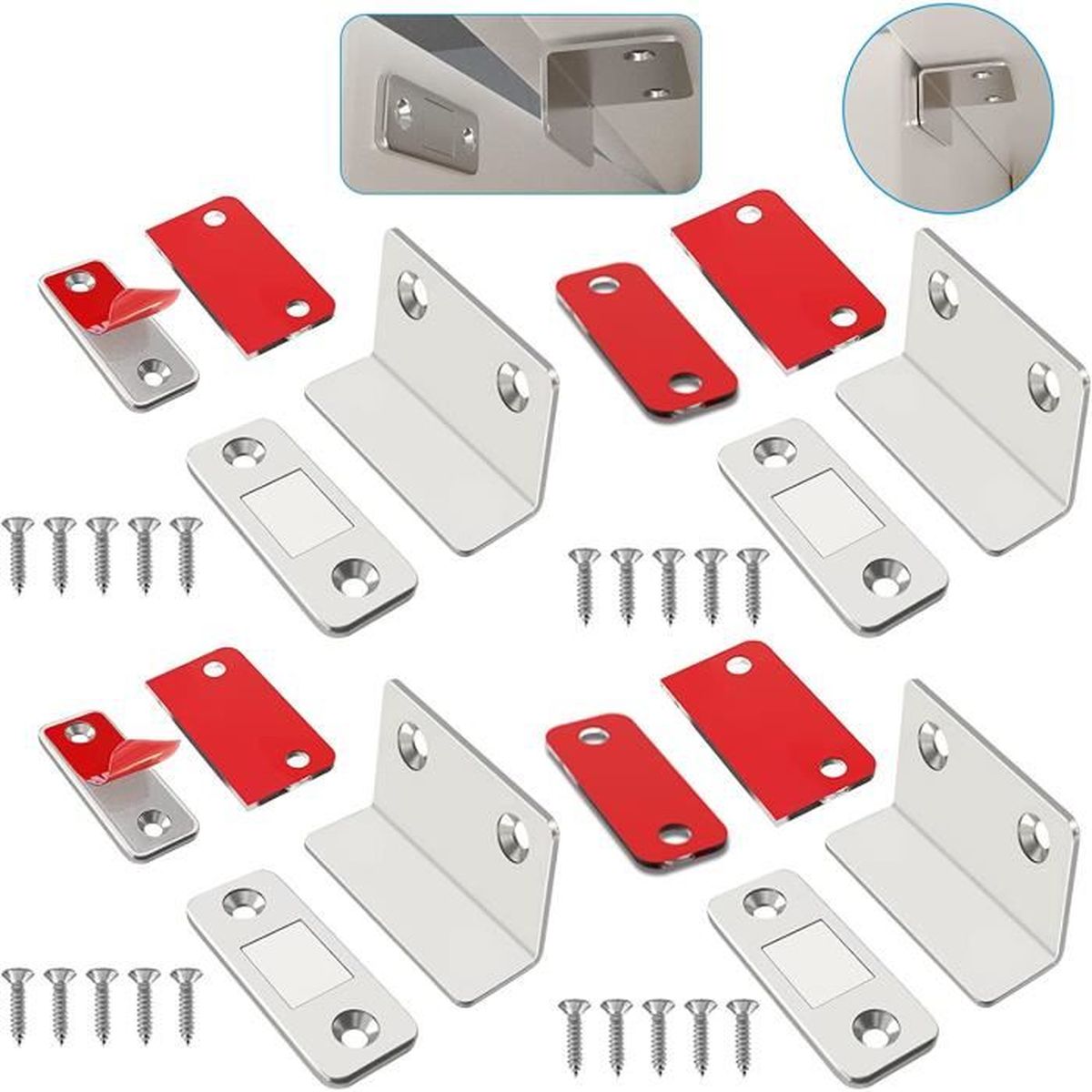 Aimant Porte Placard ,Ultra Mince Aimant Puissant, Porte Aimant de"L", Aimant Adhesif pour Porte