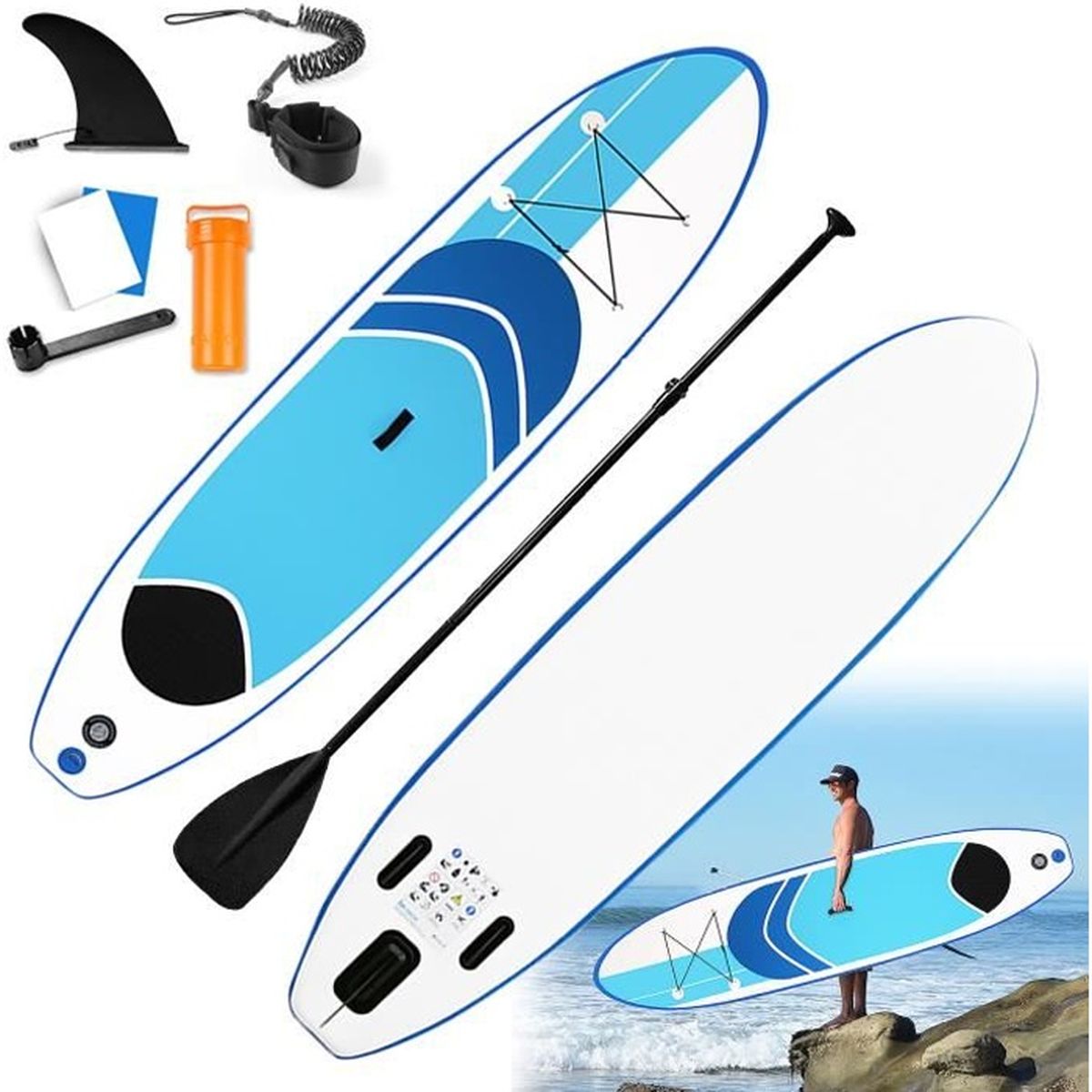 XMTECH SUP Stand Up Paddle Board Kit Paddle gonflable 305cm
