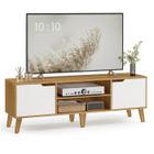 Meuble TV - HELLOSHOP26 - 147 cm - Support jusqu'à 65 pouces - Étagère réglable - 6 passe-câbles