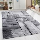 Homebyhome Tapis moderne à poils ras, tendance Noir Tapis 200x290 cm modèle de mur en bois 3D, tapis moelleux