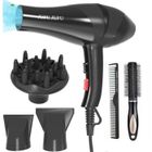 JUFU JUFU Sèche-cheveux Professionnel Ionique 3000W Diffuseur Avec 2 Buses de Modélisation et 1 diffuseur, 3 chauffage et 2 vitesses Noir