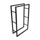 OXEO Range bûches robuste en acier - Porte bûches Intérieur extérieur - Support Rangement Bois de cheminée - 100 x 60 x 24 cm - Noir