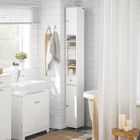 SoBuy Colonne Salle de Bain Étroite Avec Tiroir et Étagères Réglables Meuble Rangement pour WC et Petits Espaces Blanc 20x20x180 cm