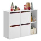 SONGMICS HOME Bibliothèque, Assemblage Ultra-rapide sans Outils Toolless, 6 Compartiments, 4 Tiroirs en Tissu, 27 x 83 x 61,6 cm, Blanc Neige