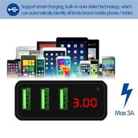 3-Port 5V 3A Chargeur USB Branchez chargeur rapide Chargement avec affichage à LED Courant de tension pour iPhone iPad Android Samsu