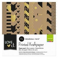 Paper pad kraft 'Love It' de Vaessen Creative (30x30 cm)