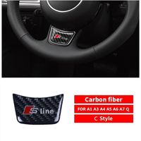 Décoration véhicule,Fiber De carbone Voiture Intérieur Volant Cache Autocollants Pour Audi A1 A3 A4 A5 A6 Q3 Q5 Q7 S3 -
