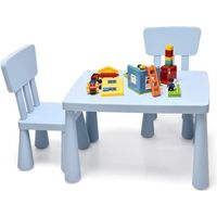 GOPLUS Table Enfant avec 2 Chaises en Plastique,Charge 50KG,pour Activités d'étude et Jeux,pour Enfants 1-7 Ans,Bleu