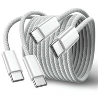Magnet, Lot 2 Câble de Charge Rapide 60W [CottonBraid] Renforcé 1m + 2m, Chargeur Compatible avec iPhone 15, android, USB-C