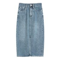 ReddaChic-Jupe longue en jean pour femme,tenue décontractée,couleur unie,vintage,Y2k,mi-longue,fendue sur le - Bleu[D19651]