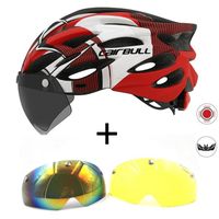 Casque de vélo VTT ou cyclisme avec LED, modèle ultraléger et visière - CAIRBULL Black Red Side-3