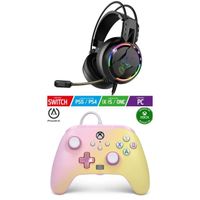 Pack Manette XBOX ONE-S-X-PC Limonade rose EDITION + Casque Gamer PRO H7 SPIRIT OF GAMER XBOX ONE/S/X/PC