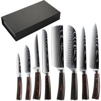 8PCS Couteau de cuisine Japonais en acier inoxydable - plusieurs tailles avec Poignée confortable Cadeau Disponibles