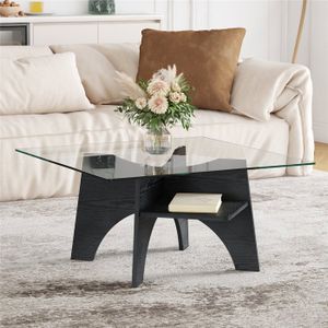 Table Basse LED Moderne avec Hauteur Réglable, Rangement Caché et