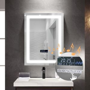 Miroir salle de bain avec eclairage et etagere anti buee - Cdiscount