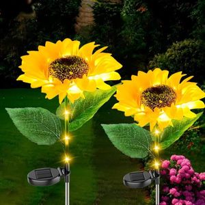 BALISE - BORNE SOLAIRE  Lumières Solaires Extérieures Fleur, 2 Pack Lampes