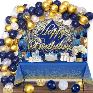 Decoration Anniversaire Bleu Marine Et Or Cdiscount