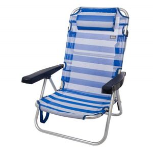 AKTIVE 53965 Chaise Longue Multiposition Aluminium Beach 188 x 58 x 24 cm Bleu M/éditerran/ée