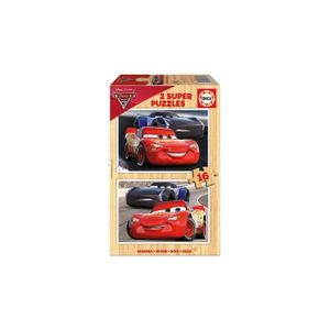PUZZLE Puzzle en bois Cars 3 Flash McQueen et Jackson Storm - 2 x 16 pièces - Educa