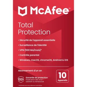 ANTIVIRUS McAfee Total Protection 2024 - (10 Appareils - 1 A