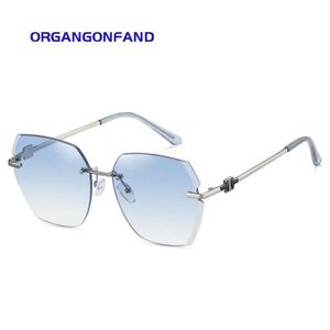 LUNETTES DE SOLEIL Haute qualité nouvelle mode lunettes de soleil sans monture bord coupé Premium océan tôle lunettes de soleil femmes