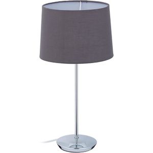 LAMPE A POSER Lampe de table avec abat-jour, pied chromé, douille 14, salon et chambre à coucher, veilleuse de nuit, gris.450