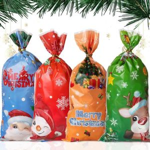 POCHETTE CADEAU 50Pcs Sac Cadeau Noël Sachet Cellophane Pochette Bonbon Motif Renne Père Noël Emballage Biscuit Fête Enfant 27 * 13cm (4[S198]