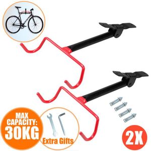 Misfox Support mural pour vélo VTT BMX Charge maximale 30-50 kg Noir Pour vélo de course fitness et vélo d'enfant Pliable Rotation à 360 ° Cross