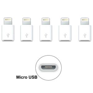 CÂBLE TÉLÉPHONE Lot 5 Adaptateurs Micro USB vers Lightning pour Ap