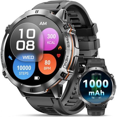Montre Connectée Homme Avec Batterie 900 Mah/Bracelet Nylon,1.73'' Amoled Grand Écran Smartwatch Homme Avec Fréquence Cardiaque - Téléphonie
