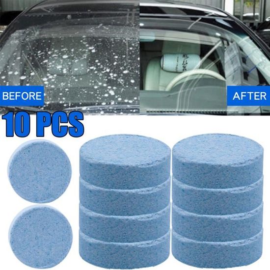 10 pièces Lave-Glace Nettoyant solide concentré en tablette effervescente pour voiture pare-brise lave-vitres essuie-glace nettoyage