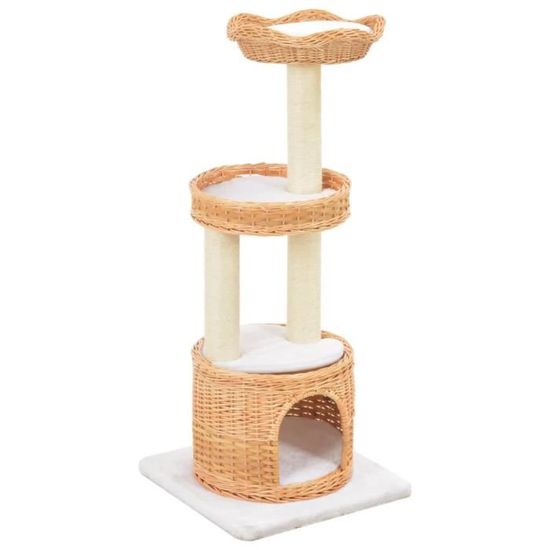 Yajiasheng Arbre A Chat Avec Griffoir En Sisal Naturel Bois De Saule Cdiscount Animalerie