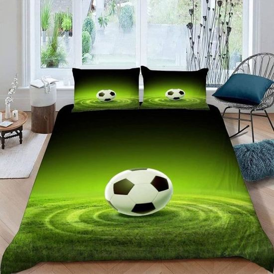 Housse De Couette Football 220X240 Cm 2 Personnes 3 Pièces Ultra Doux