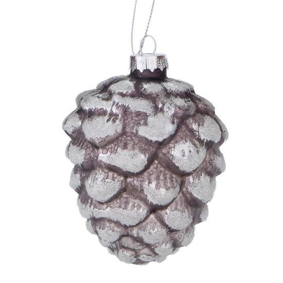 Décoration De Noël En Acrylique Forme Hibou/pomme De Pin - 6x6x10 Cm - Suspension Grise
